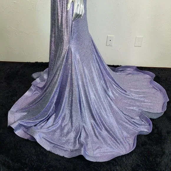 NWT~$530~JOVANI~18/20~LAVENDER MAXI MERMAID ONE SHOULDER PROM EVENING DRESS